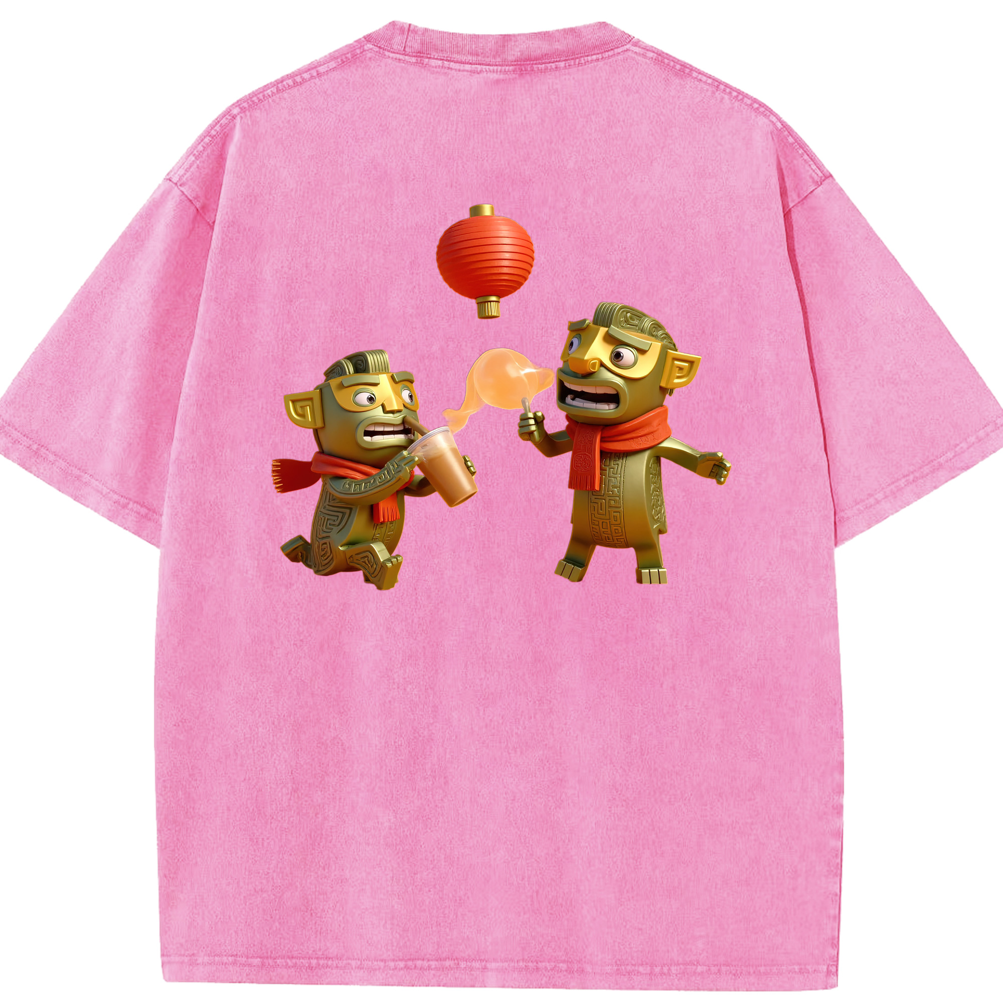 （画像用） Ne Zha 2 ナタ 魔童の大暴れ 綿100% ヴィンテージ風 半袖Tシャツ（背面プリント）